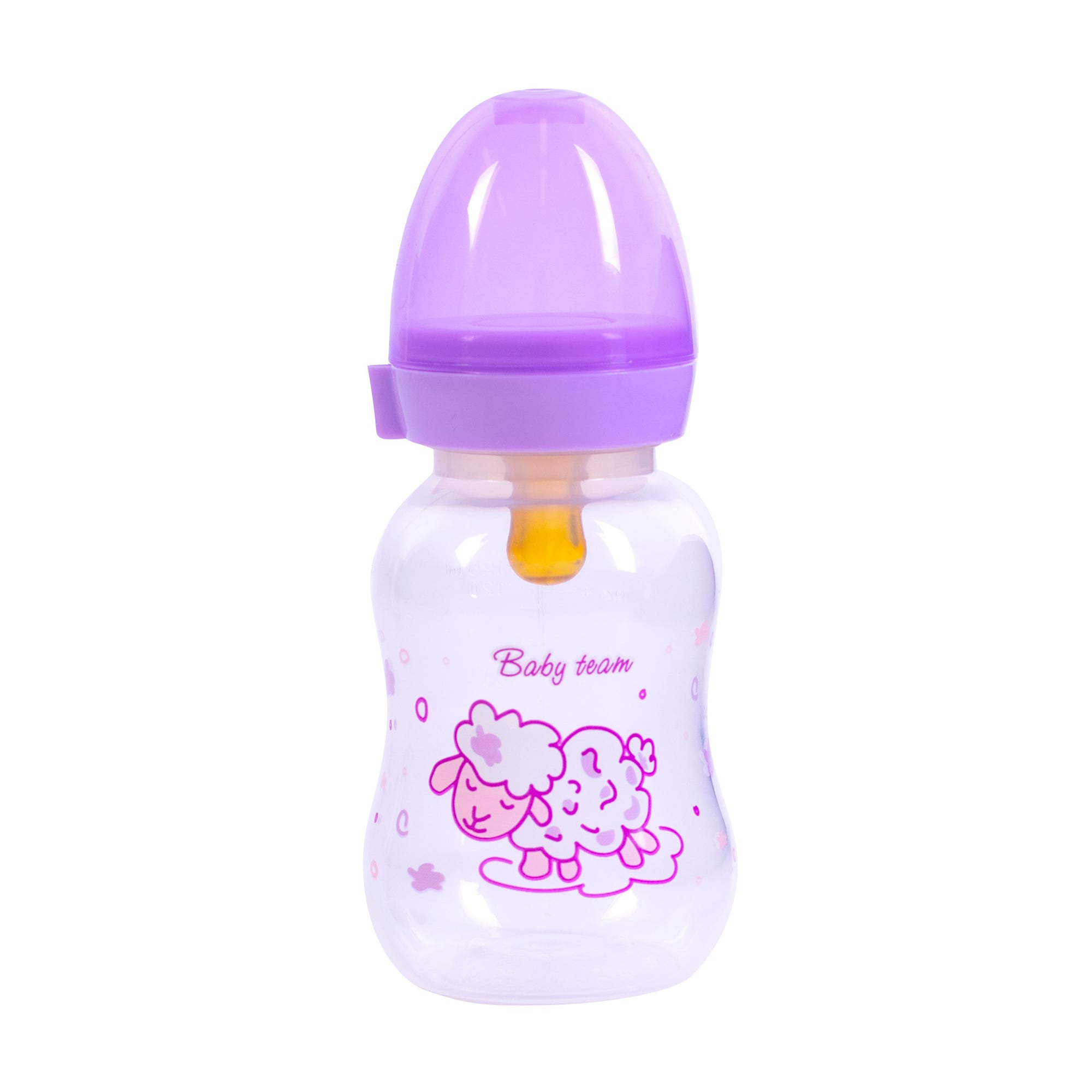 Дитяча пляшечка для годування Baby Team Овечка, з латексною соскою, від народження, 125 мл (1300)