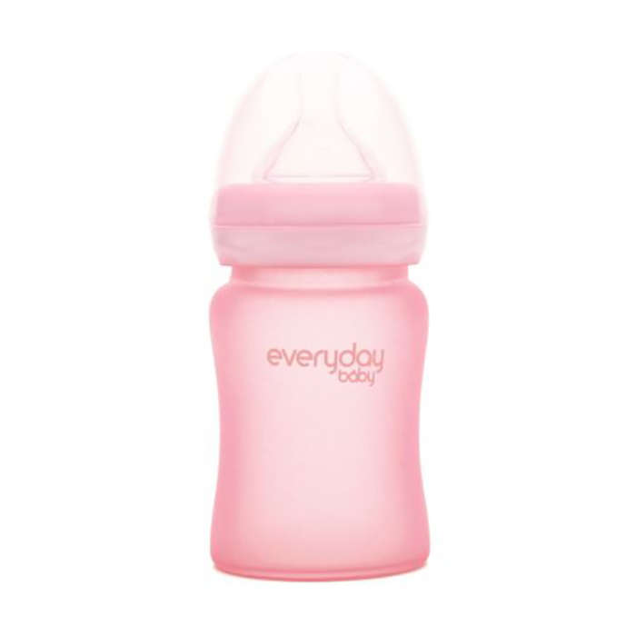 Скляна пляшечка для годування Everyday Baby Silicone Coated з народження, з силіконовим покриттям, рожева, 150 мл (10208)